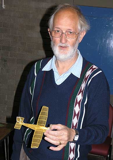 Paul Channon with 'Pistachio' scale model Paul Channon with 'Pistachio' scale model